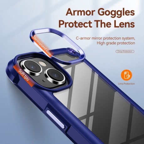 Противоударный чехол Lens Protection на iPhone 15 Plus - синий