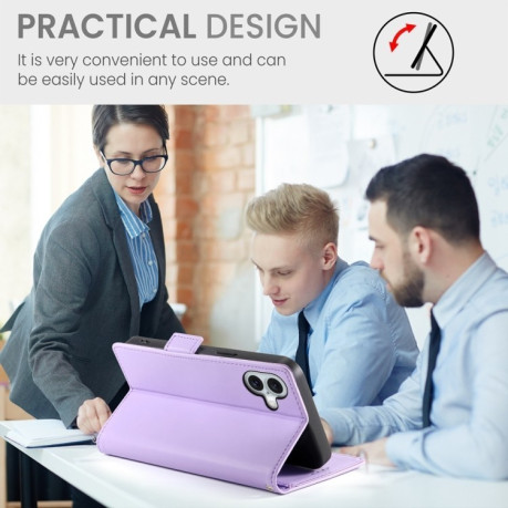 Чехол-книжка Side Buckle Magnetic Frosted Leather для iPhone 16 Plus - фиолетовый