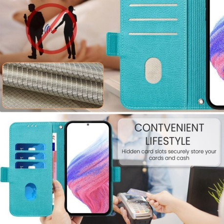 Чохол-книжка Embossed Rose RFID Anti-theft Leather для Samsung Galaxy A16 5G - блакитний