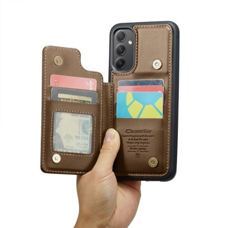 Чохол CaseMe C22 Card Slots Holder RFID Anti-theft для Samsung Galaxy A34 5G - коричневий