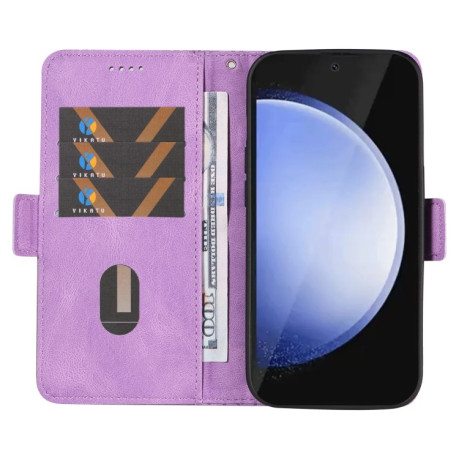 Чехол-книжка Dual-color Rhombic Lattice Leather для Samsung Galaxy S24 FE 5G - фиолетовый