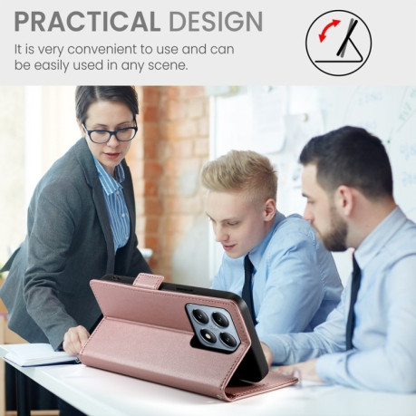 Чохол-книжка Side Buckle Magnetic Frosted Leather для Xiaomi 14T Pro - рожеве золото