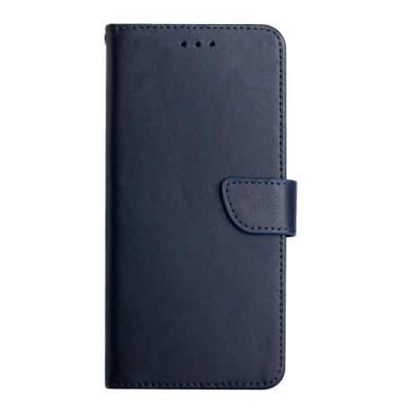 Кожаный чехол-книжка Genuine Leather Fingerprint-proof для Xiaomi Poco M5 4G/5G/M4 5G - синий