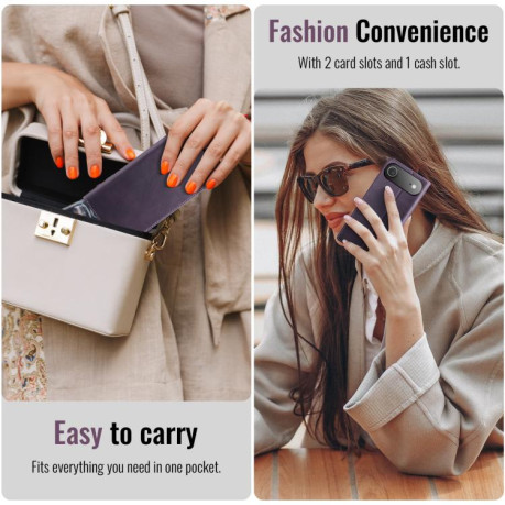 Чехол-книжка CaseMe 033 с фактурой Calf и защитой от сканирования RFID для iPhone Air — фиолетовый