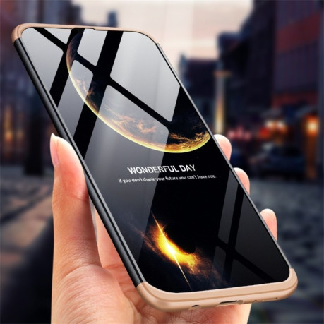 Чехол GKK Three Stage Splicing Full Coverage на Samsung Galaxy A50/A30s/A50s-темно-золотой