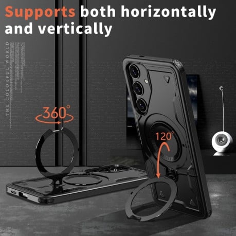 Протиударний чохол MagSafe Holder Armor PC Hybrid для Samsung Galaxy S24 FE 5G - чорний