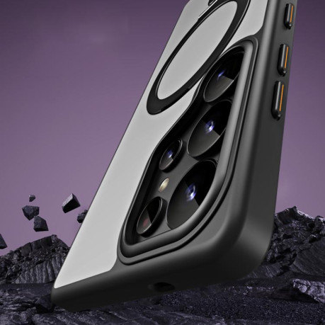Чохол MagSafe Airbag Shockproof Frosted with Fold Holder  для Samsung Galaxy S25 Ultra 5G - сріблястий