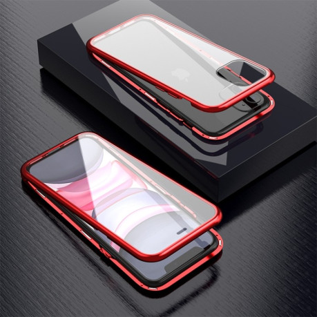 Двухсторонний магнитный чехол Adsorption Metal Frame для iPhone 11 - черный