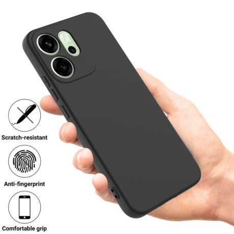 Силиконовый чехол Solid Color Liquid Silicone на OPPO Reno14 F 5G Global - черный