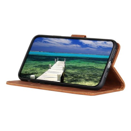 Чехол-книжка KHAZNEH с матовой фактурой Cowhide и магнитным хлястиком для OnePlus Nord CE5 / Ace 5 Racing — коричневый