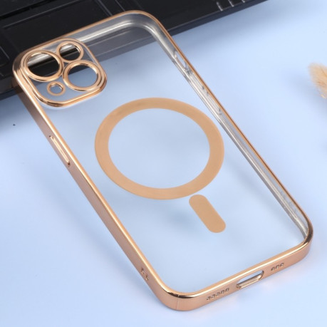 Противоударный чехол MagSafe Electroplating Straight для iPhone 14 Plus - золотой