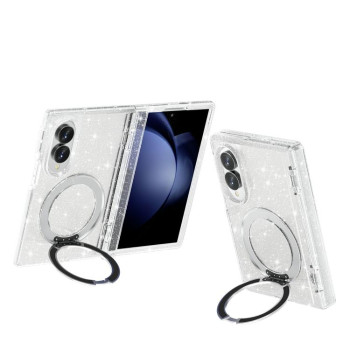 Протиударний чохол Terminator Style Glitter Powder MagSafe Magnetic на Samsung Galaxy Fold8 5G — білий