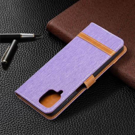 Чехол-книжка Color Matching Denim Texture на Samsung Galaxy A12/M12 - фиолетовый