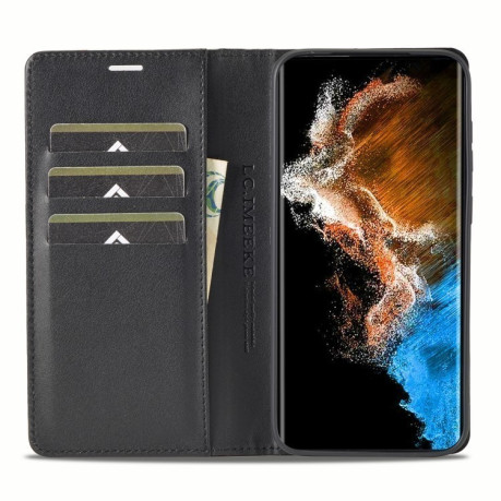 Чехол-книжка LCIMEEKE Carbon Fiber для Samsung Galaxy S25+ 5G - Black