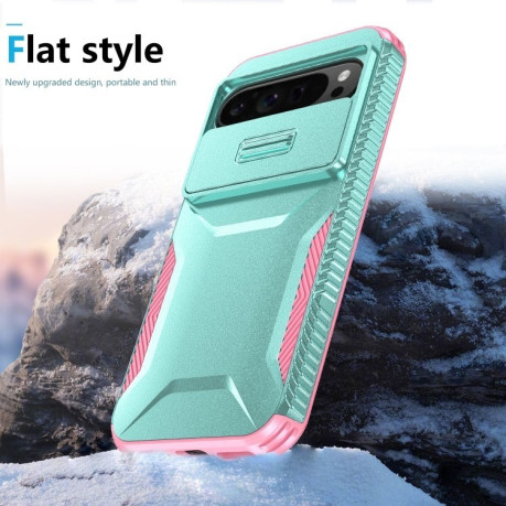 Противоударный чехол Sliding Camshield для Google Pixel 9 Pro XL - Grey Green + Pink