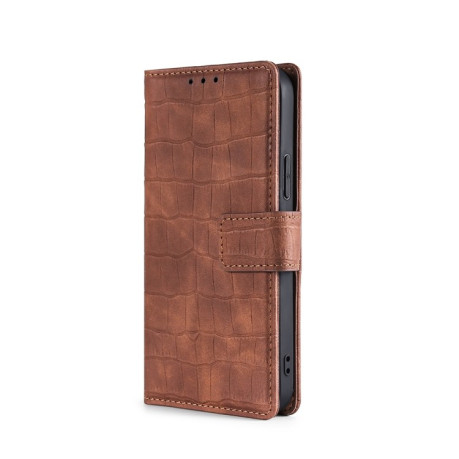 Чехол-книжка Skin Feel Crocodile Texture для OnePlus Ace 2/11R - коричневый