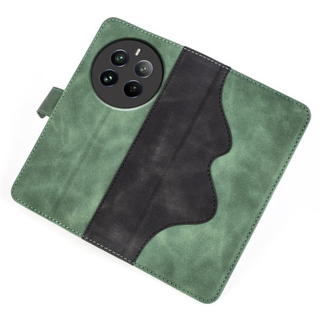 Чехол-книжка Stitching Horizontal Flip Leather  для Realme 12+ 5G - зеленый