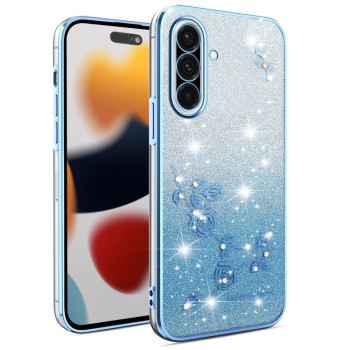 Противоударный чехол Gradient Glitter Flower All-inclusive для Samsung Galaxy A36 - синий