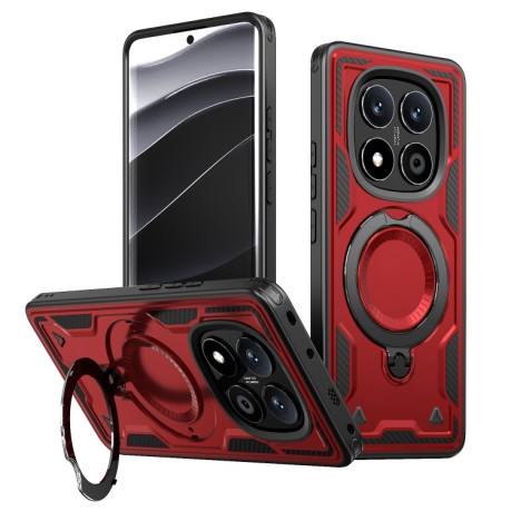 Протиударний чохол MagSafe Holder Armor PC Hybrid для Xiaomi Redmi Note 14 Pro 5G/Poco X7 - червоний