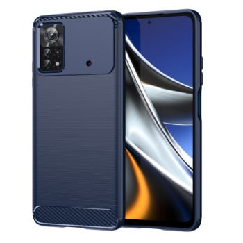 Чохол Brushed Texture Carbon Fiber на Xiaomi Poco X4 Pro 5G - синій