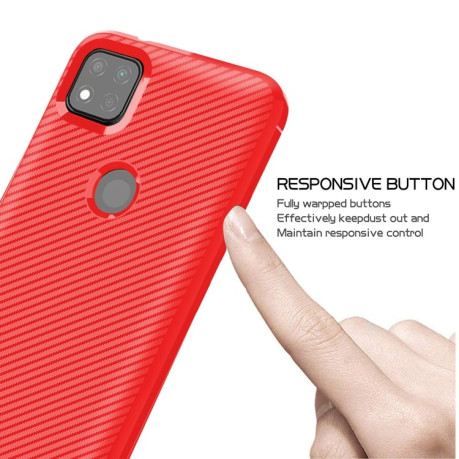 Протиударний чохол HMC Carbon Fiber Series на Xiaomi Redmi 10A/9C - червоний