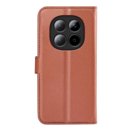 Чехол-книжка с фактурой Litchi и магнитным хлястиком на Xiaomi Redmi Note 15 4G / 5G /Poco M8164mm — коричневый