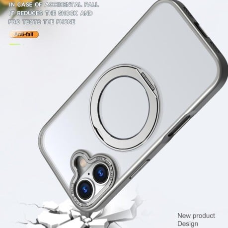 Чехол kalebol с MagSafe и подставкой 360 Metal Ring Holder на iPhone 17 - Gray