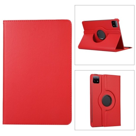 Чехол-книжка 360 Degree Rotation Litchi для Xiaomi Pad 7 Pro / Pad 7 - красный