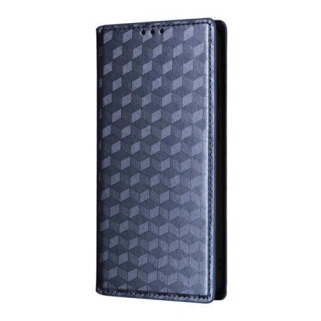 Чехол-книжка Cubic Grid с фактурой Calf на Samsung Galaxy S25 FE 5G - синий