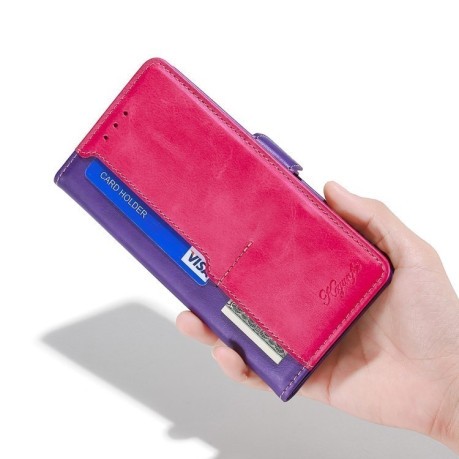 Чохол-книжка Contrast Color для Vivo Y15S Global - Purple + Rose Red