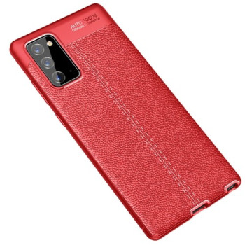 Противоударный чехол Litchi Texture на Samsung Galaxy Note 20 - красный