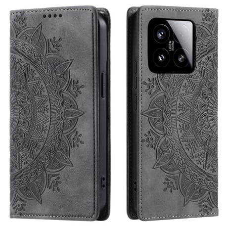 Чехол-книжка Totem Embossed Magnetic Leather для Xiaomi 15 - серый