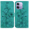 Чохол-книжка з тисненням Lily та магнітною застібкою на OPPO A5x 5G/A3 4G/5G/A3x 4G/5G - зелений