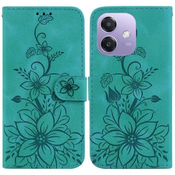 Чохол-книжка з тисненням Lily та магнітною застібкою на OPPO A5x 5G/A3 4G/5G/A3x 4G/5G - зелений