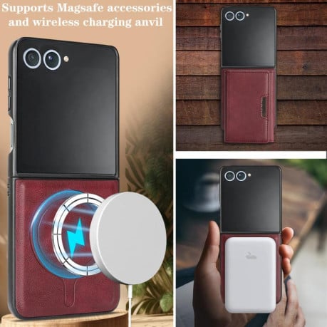 Чохол-книжка Kalebol Strong з MagSafe Tri-Fold з кишенькою для карт на Samsung Galaxy Filp 7 - червоний