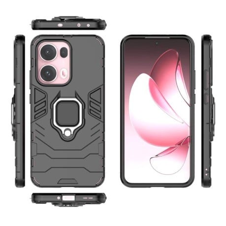Противоударный чехол Magnetic Ring Holder на OPPO Reno13 Pro 5G Global - черный