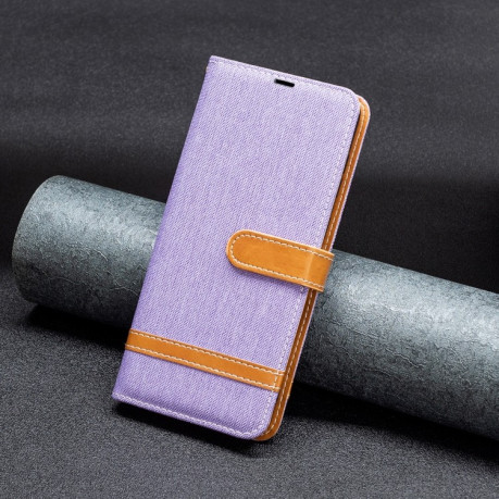 Чехол-книжка Color Matching Denim Texture на Samsung Galaxy A25 5G - фиолетовый
