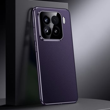 Чехол Genuine Leather для Xiaomi 15 Pro - фиолетовый