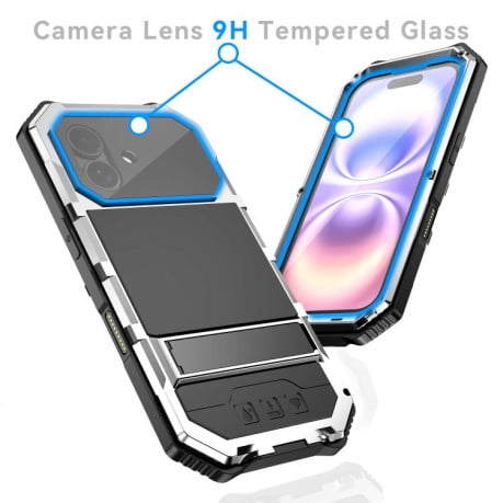 Противоударный чехол R-JUST Life Waterproof на iPhone 17 - серебристый