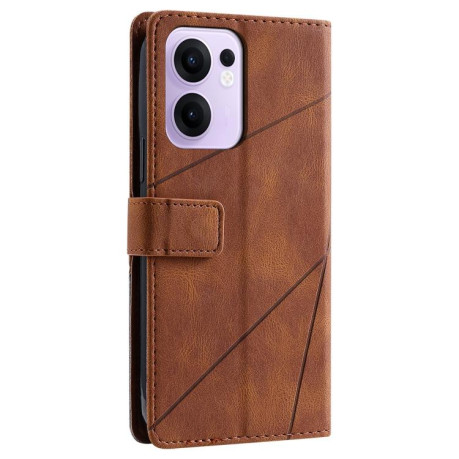 Чехол-книжка Skin Feel Splicing для OPPO Reno13 F/Reno13 FS Global/ 4G India - коричневый