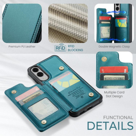 Чехол CaseMe C22 Card Slots Holder RFID Anti-theft для Samsung Galaxy S25 Edge 5G - зеленый