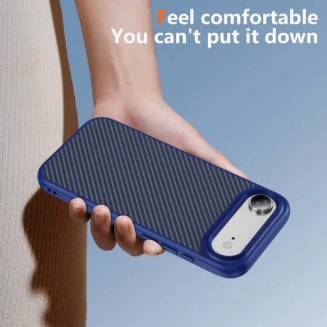 Ударозащитный чехол Carbon Fiber Texture Skin-feel Acrylic TPU на iPhone Air - синий