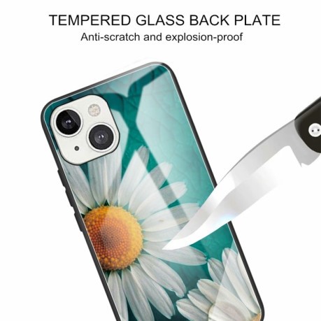 Противоударный чехол Colorful Painted Glass для iPhone 13 Mini - Chamomile