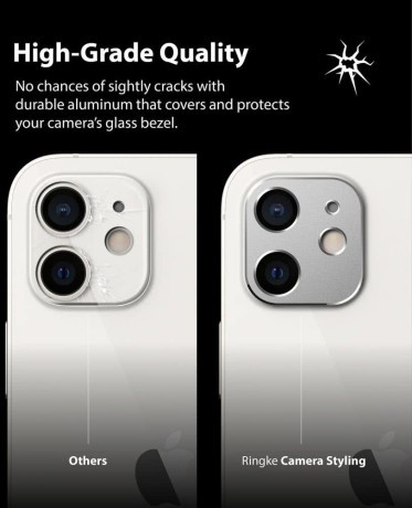 Защита камеры Ringke Camera Styling для iPhone 12 mini - серебристая