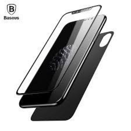 Комплект захисного скла Baseus 3D на фронтальну частину 0.2мм та зворотний бік 0.3 мм на iPhone X/ Xs чорне