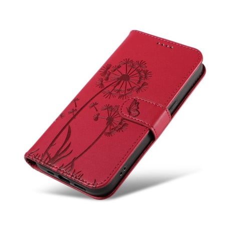 Чехол-книжка с тиснением Dandelion и магнитным хлястиком для Realme C85 Pro 4G — красный