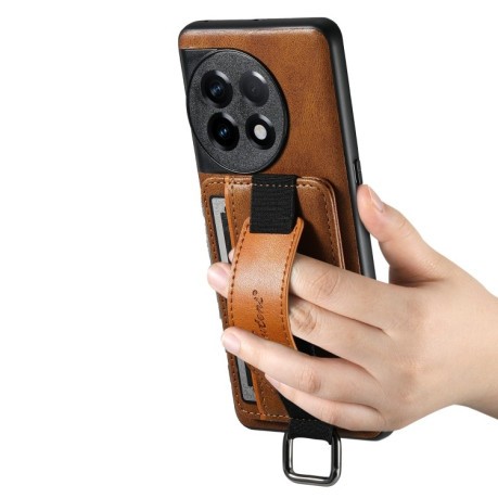 Протиударний чохол Suteni H13 Card Wallet для OnePlus 11 - коричневий
