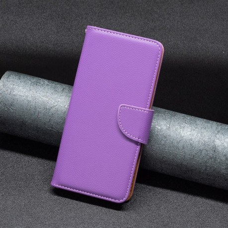 Чехол-книжка Litchi Texture Pure Color на Xiaomi Poco C40/Redmi 10c - фиолетовый
