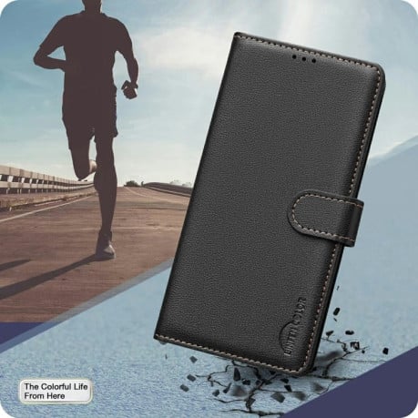 Чохол-книжка Litchi Texture RFID Anti-theft Leather для Xiaomi 15 Pro - чорний