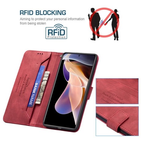 Чехол-книжка RFID Blocking для Xiaomi Redmi Note 11 Pro 5G (China)/11 Pro+ - красный